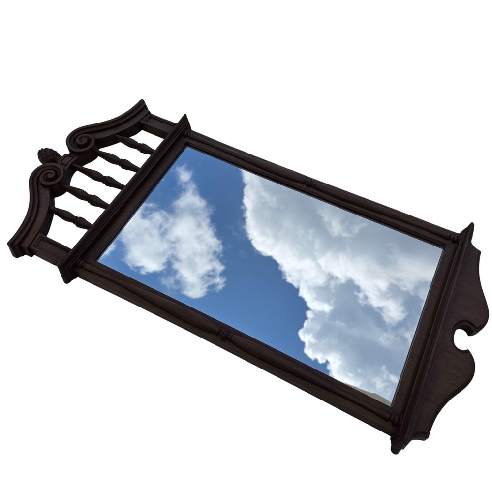 Vintage Homco 2058 Brown Plastic Accent Mirror Arched Frame Wall Decor USA